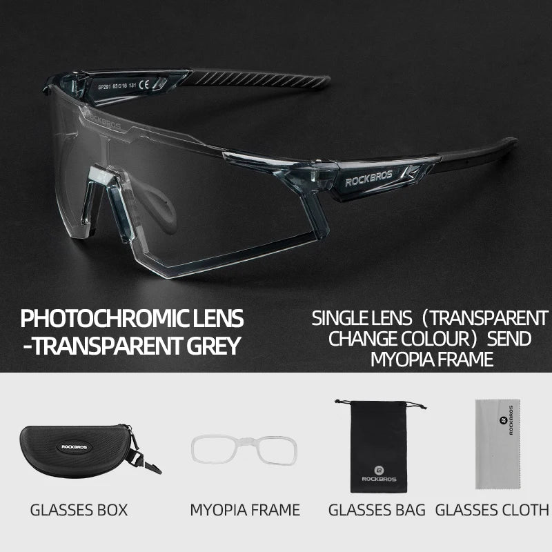 ROCKBROS Polarized Photochromic Bike Glasses Outdoor UV400