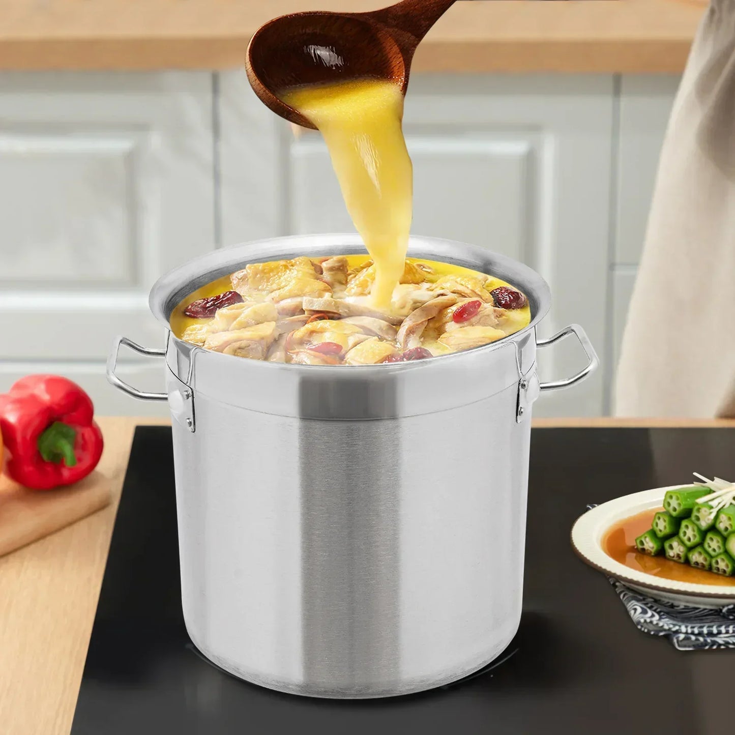 Stainless Steel Stock Pot Cookware 4.49-gallon