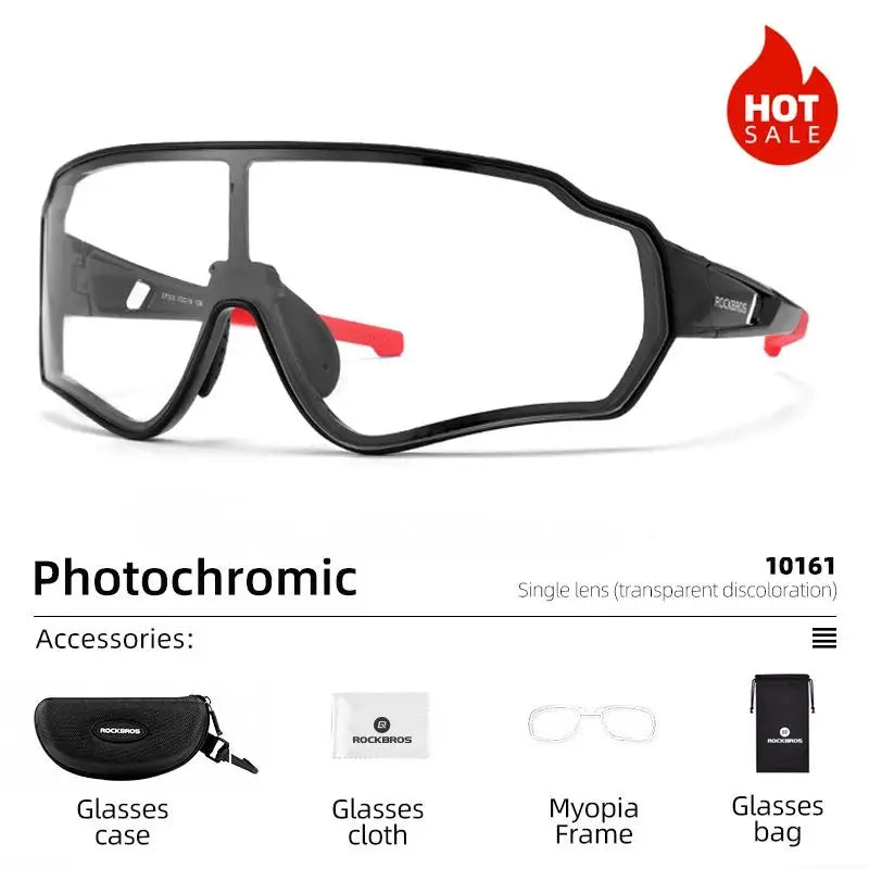 ROCKBROS Photochromic Cycling Glasses Bike Bicycle Glasses Sports Men's Sunglasses