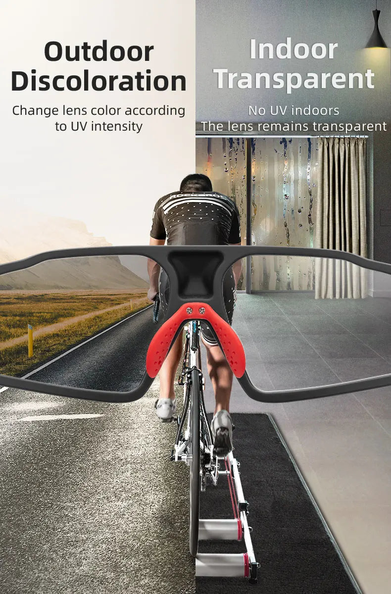 ROCKBROS Photochromic Cycling Glasses Bike Bicycle Glasses Sports Men's Sunglasses
