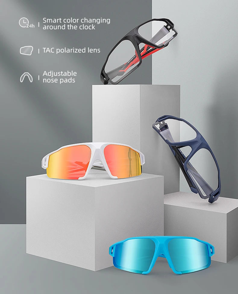 ROCKBROS Photochromic Cycling Glasses Bike Bicycle Glasses Sports Men's Sunglasses