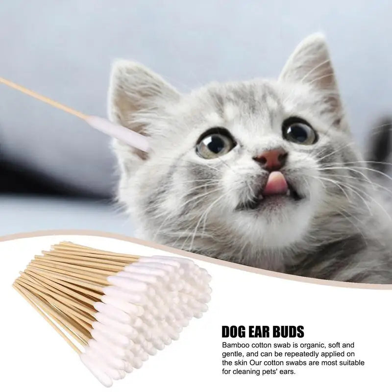100Pcs Pet Ear Cleaner Cotton Buds