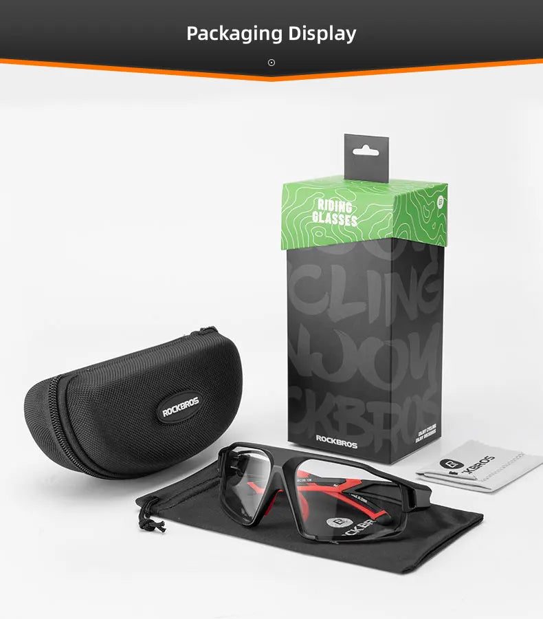 ROCKBROS Photochromic Cycling Glasses Bike Bicycle Glasses Sports Men's Sunglasses