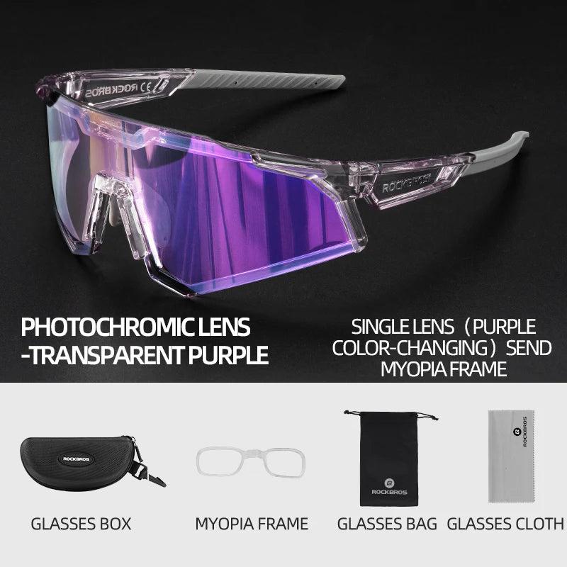 ROCKBROS Polarized Photochromic Bike Glasses Outdoor UV400
