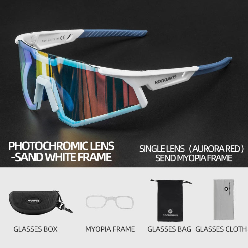 ROCKBROS Polarized Photochromic Bike Glasses Outdoor UV400
