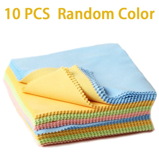 10PCS Random 130mm*130mm Portable Solid Color Microfiber Glasses Cleaning