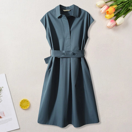 2024 Ladies Spring Summer Office Midi Dress Sleeveless