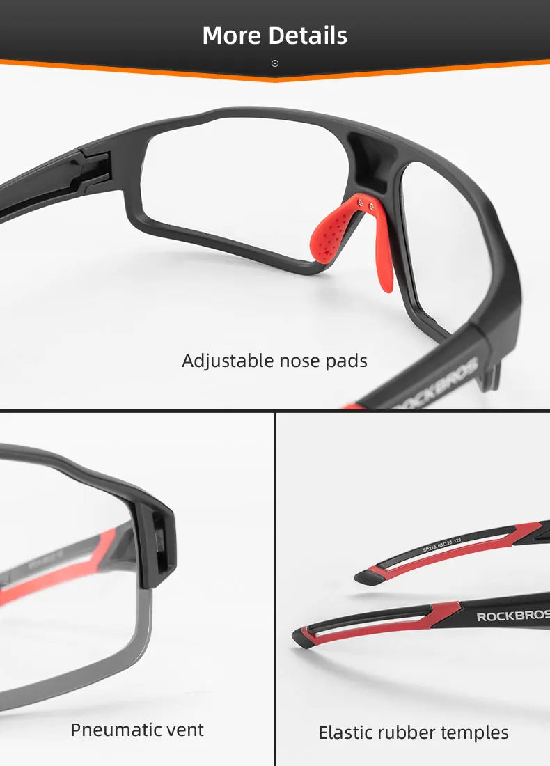 ROCKBROS Photochromic Cycling Glasses Bike Bicycle Glasses Sports Men's Sunglasses