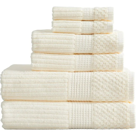 100% Cotton Bath Towel Set | 6 Piece Set | Absorbent & Quick-Dry Bath Towels